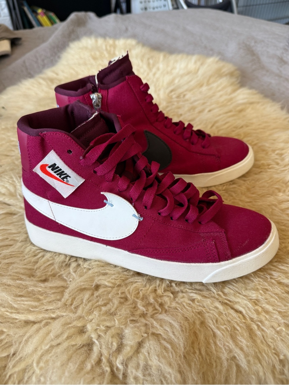 Nike Blazer Mid Rebel Canvas Sneakers in Burgundy